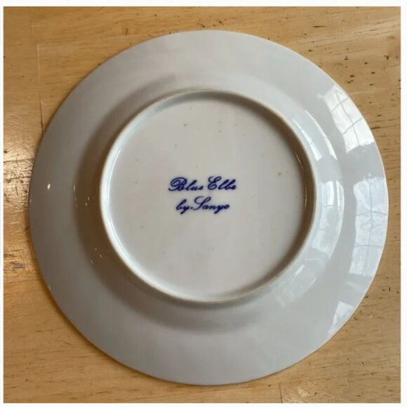 Blue Elbe By Sanyo Porcelain Plates Dinner Salad Bowl Blue Onion Floral Design - Picture 11 of 15